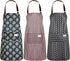 SATINIOR 3 Pieces Women Waterproof Apron with Pockets Adjustable Cooking Aprons Kitchen Bib for Baking Household Cleaning...